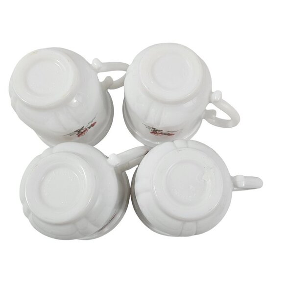 Acropal France White with Floral Accent 6 Oz Coffee Tea Mugs Cups – Set of 4 - Picture 5 of 16